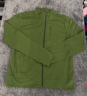 PACT Full Zip Track Jacket Mens Medium Green Athletic Stretch French Terry